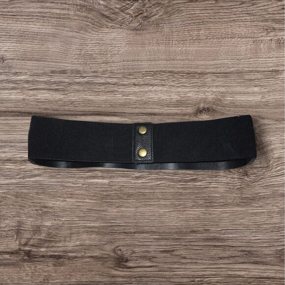 Accessories - Belle Poque Black Stretch Leather Belt L LARGE. Womens Vintage Look